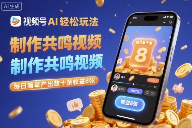 视频号AI轻松玩法，制作共鸣视频，每日简单产出数十条收益8张-创富笔记