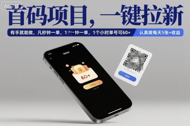 首码项目,一键拉新,有手就能做,几秒钟一单,1个小时单号可60+,认真做每天5张+收益【揭秘】-创富笔记