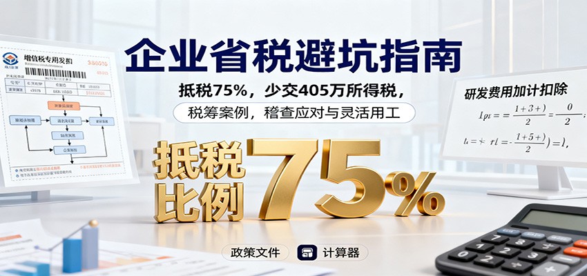 企业省税避坑指南：抵税75%，少交405万所得税，税筹案例，稽查应对与灵活用工-创富笔记