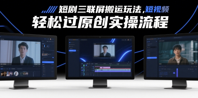 短剧三联屏搬运玩法，短剧搬运轻松过原创实操流程-创富笔记