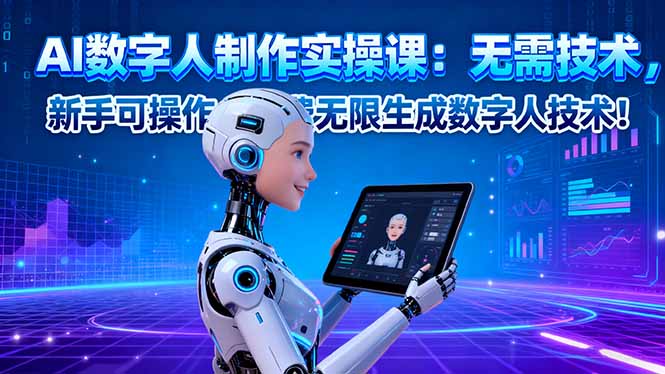 AI数字人制作实操课:无需技术,新手可操作,免费无限生成数字人技术!-创富笔记