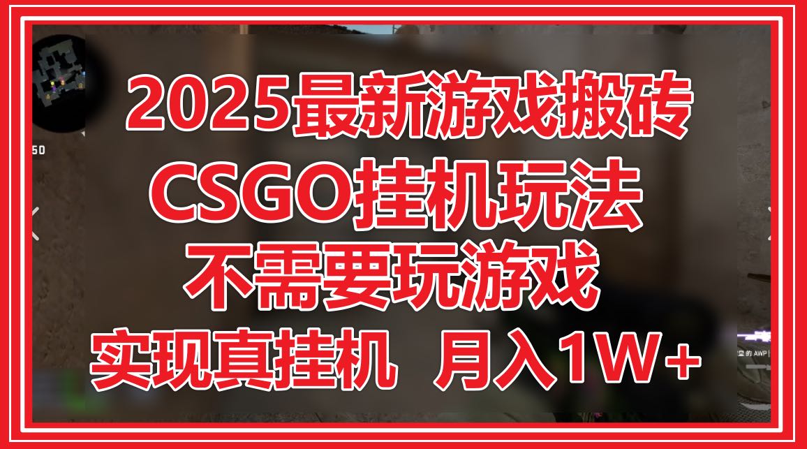 2025最新游戏搬砖，CSGO挂机，不需要玩游戏，实现真挂机，月入1W+-创富笔记