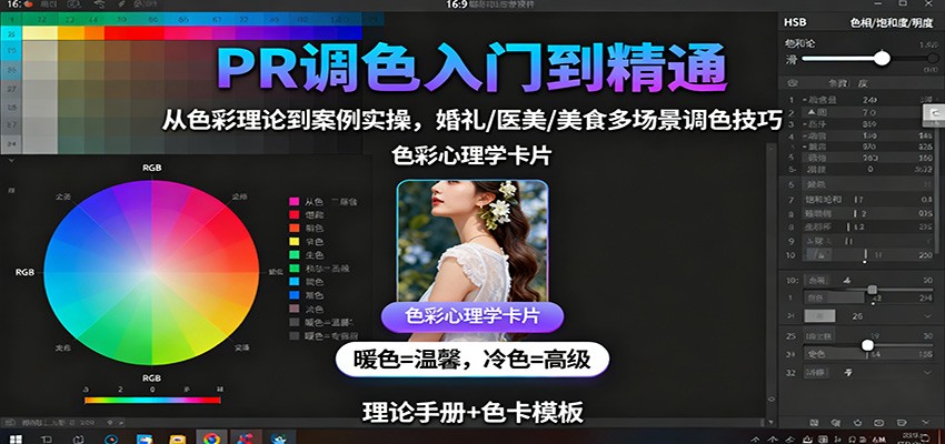 PR调色入门到精通:从色彩理论到案例实操,婚礼/医美/美食多场景调色技巧-创富笔记