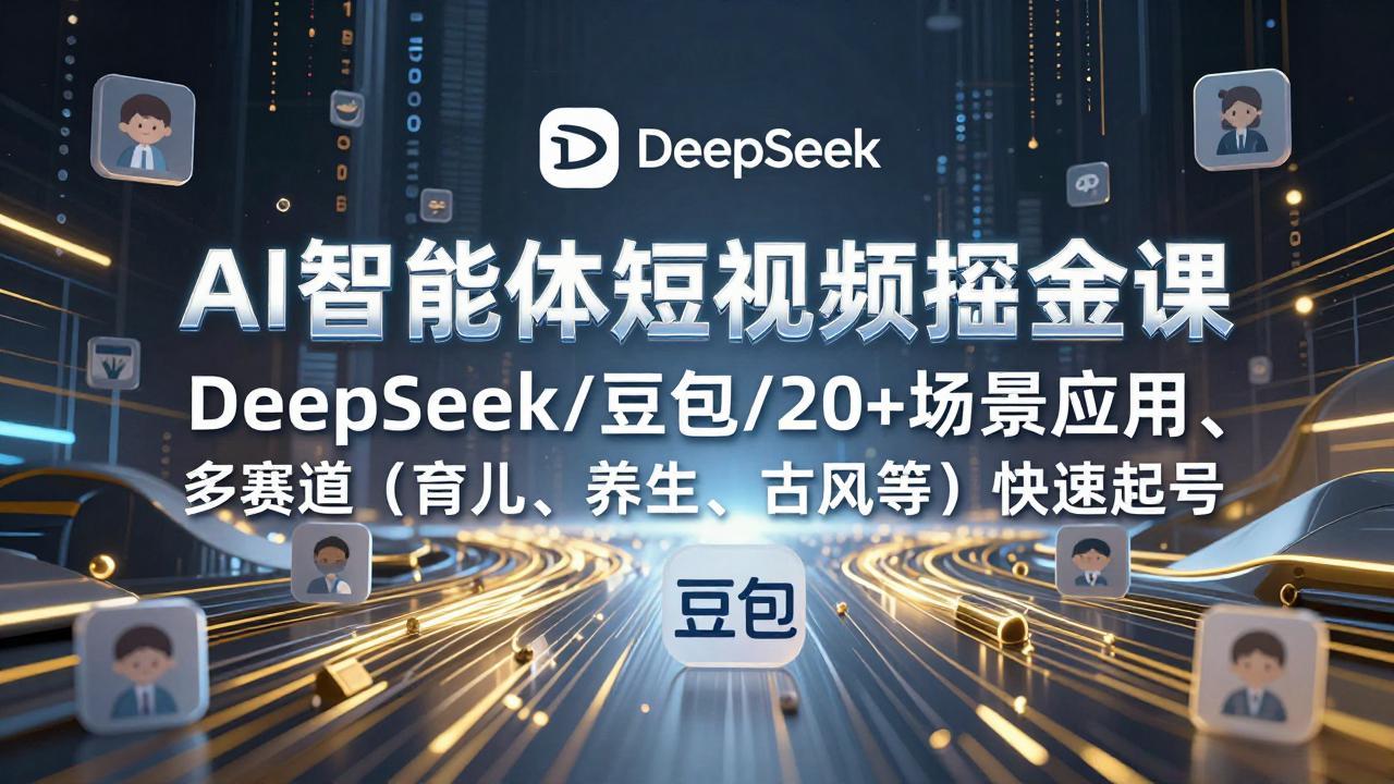AI智能体短视频掘金课，DeepSeek/豆包/20+场景应用、多赛道(育儿、养生、古风等-创富笔记
