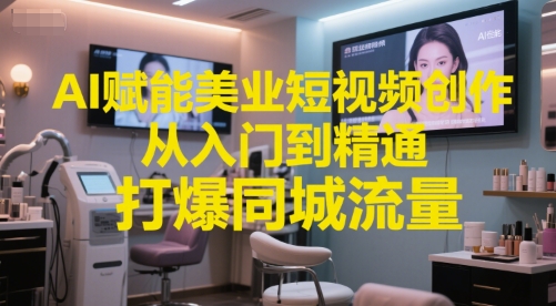 AI赋能美业短视频创作，从入门到精通，打爆同城流量，超级AI工具短视频实操落地-创富笔记