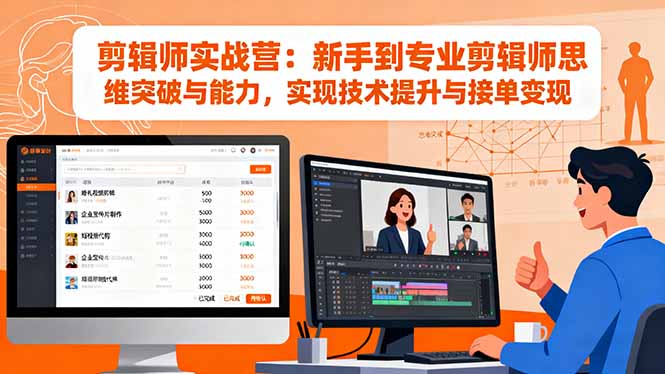 剪辑师实战营:新手到专业剪辑师思维突破与能力,实现技术提升与接单变现-创富笔记