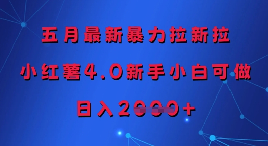 五月最新暴力拉新拉，小红薯4.0新手小白可做，日入多张-创富笔记