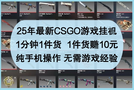 25年最新CSGO游戏挂G，1分钟1件货，1件货挣10元，纯手机操作，无需游戏经验【揭秘】-创富笔记