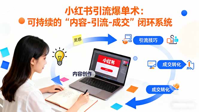 小红书引流爆单术：构建一套低成本 可持续的“内容-引流-成交”闭环系统-创富笔记