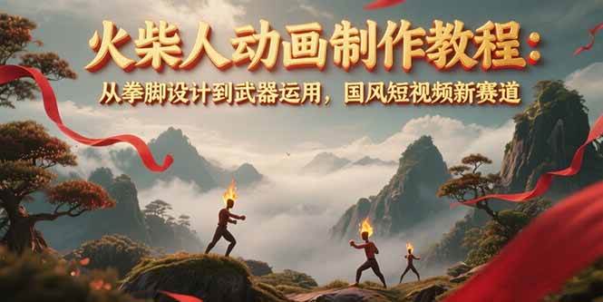 火柴人动画制作教程:从拳脚设计到武器运用,国风短视频新赛道-创富笔记