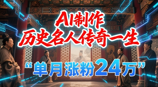 暴力起号！用AI制作历史名人传奇一生，单月涨粉24W，涨粉+变现赛道黑马来了-创富笔记