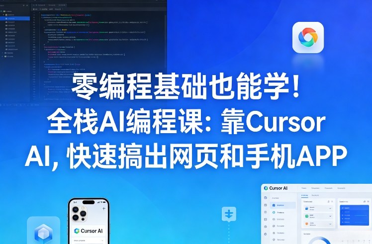 零编程基础也能学！全栈AI编程课：靠Cursor AI，快速搞出网页和手机APP-创富笔记