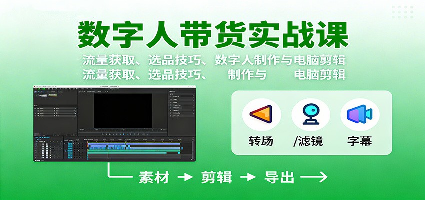 数字人变现实战课：流量获取、选品技巧、数字人制作与电脑剪辑-创富笔记