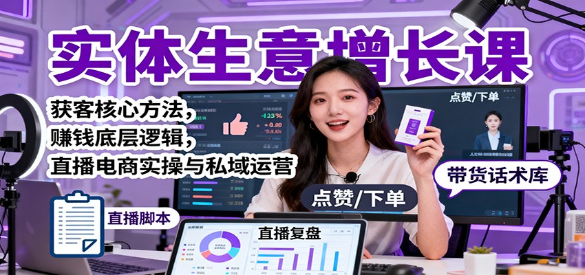 实体生意增长课：获客核心方法，赚钱底层逻辑，直播电商实操与私域运营-创富笔记