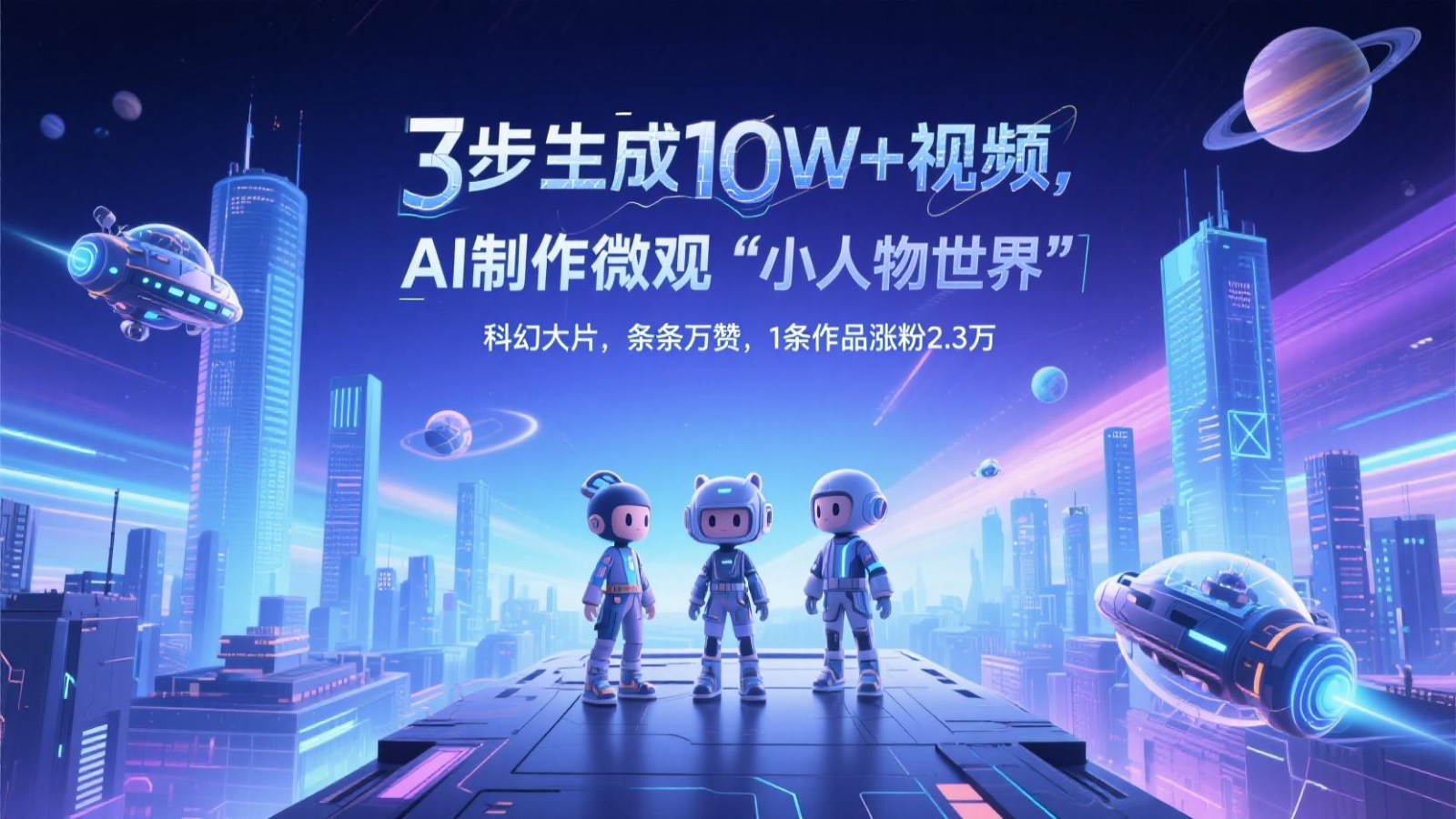 三步生成10W+视频，AI制作微观“小人物世界”科幻大片，条条万赞，1条作品涨粉2.3万-创富笔记