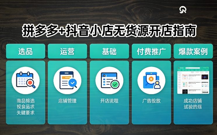 拼多多+抖音小店无货源开店，包括：选品、运营、基础、付费推广、爆款案例等(更新26年2月)-创富笔记