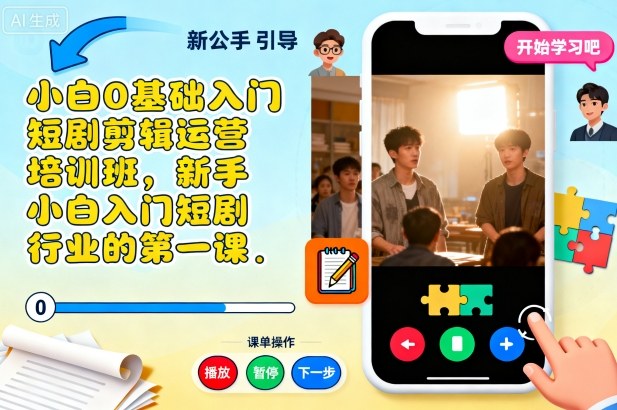 小白0基础入门短剧剪辑运营培训班,新手小白入门短剧行业的第一课-创富笔记