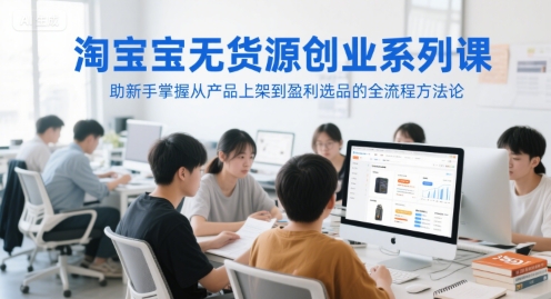 淘宝无货源创业系列课，助新手掌握从产品上架到盈利选品的全流程方法论-创富笔记