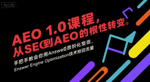 AEO 1.0 课程,从SEO到AE0的基命性转变,手把手教会你用AnswerEngineOptimization技术抢回流量(更新)-创富笔记