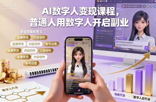 AI数字人变现课程,普通人用数字人开启副业-创富笔记