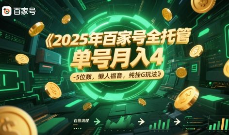 2025年百家号全托管，单号月入4-5位数，懒人福音，纯挂G玩法【揭秘】-创富笔记