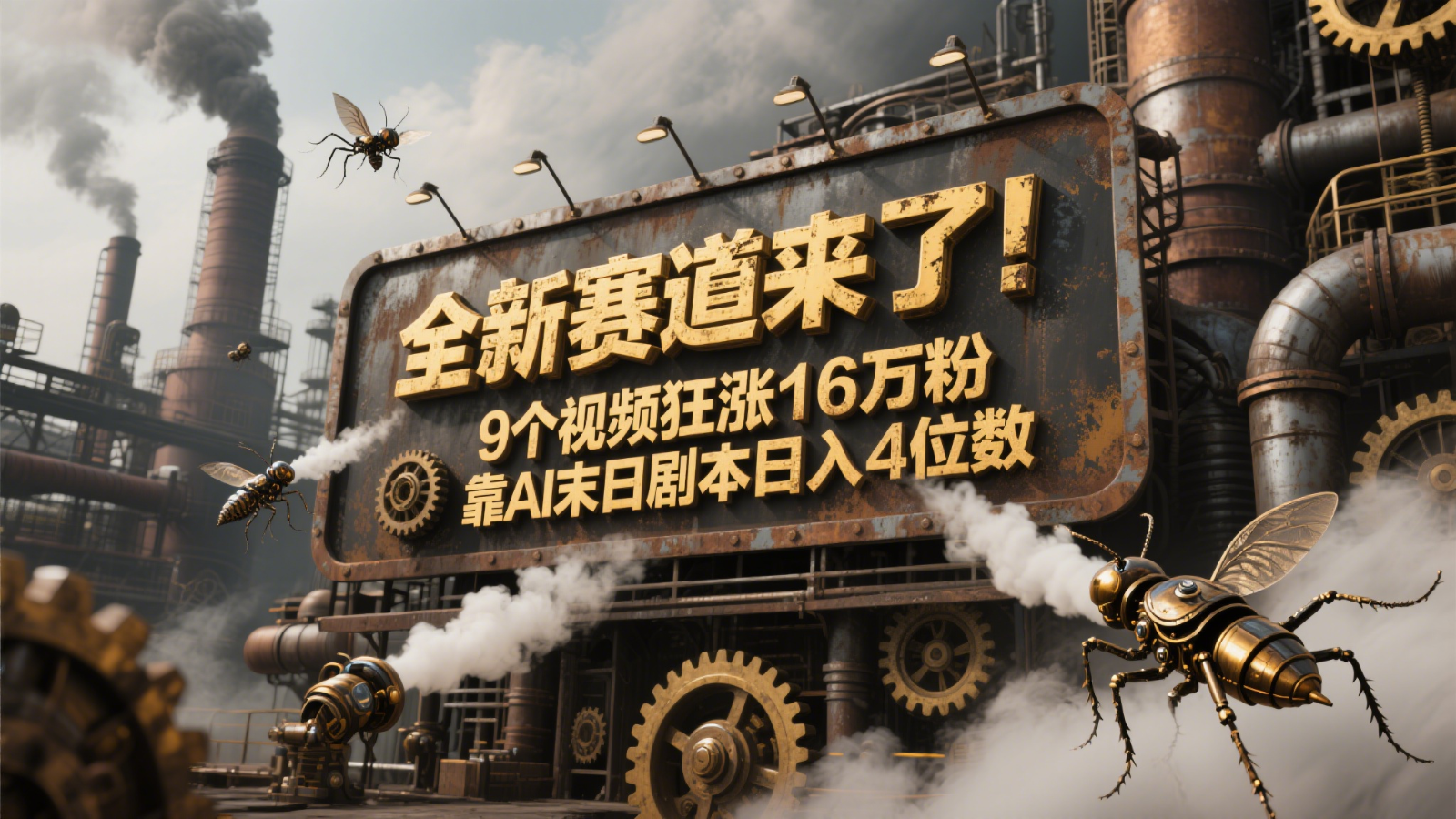 全新赛道来了！9个视频狂涨16万粉，靠AI末日剧本日入4位数，评论区爆肝追更！-创富笔记