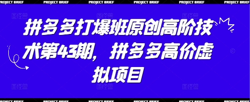拼多多打爆班原创高阶技术第43期，拼多多高价虚拟项目-创富笔记