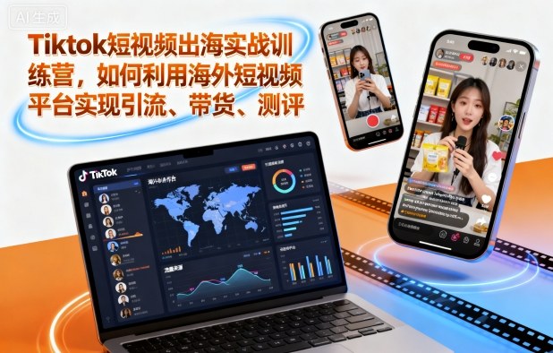 Tiktok短视频出海实战训练营,如何利用海外短视频平台实现引流、带货、测评-创富笔记