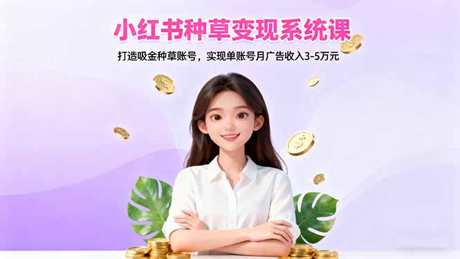 小红书种草变现系统课：打造吸金种草账号，实现单账号月广告收入3-5万元-创富笔记