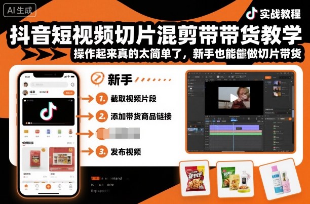 抖音短视频切片混剪带货教学,操作起来真的太简单了,新手也能做切片带货-创富笔记