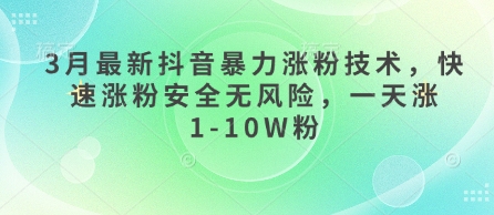 3月最新抖音暴力涨粉技术，快速涨粉安全无风险，一天涨1-10W粉-创富笔记