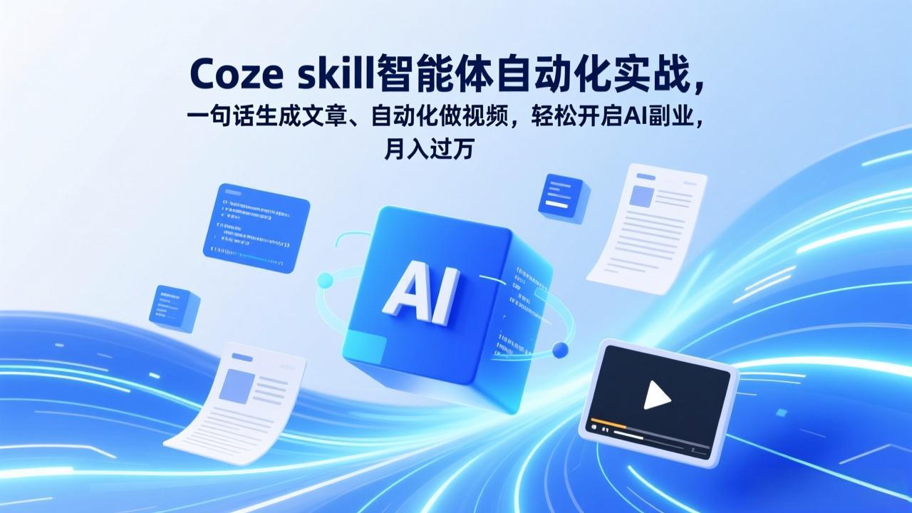 Coze skill智能体自动化实战，一句话生成文章、自动化做视频，轻松开启AI副业，月入过万-创富笔记