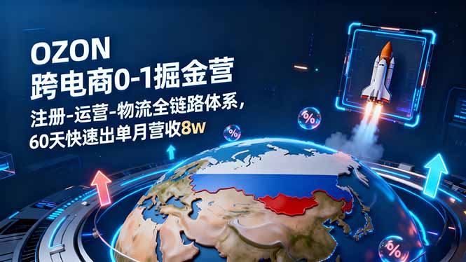 OZON跨境电商0-1掘金营：注册-运营-物流全链路体系，60天快速出单月营收8w-创富笔记
