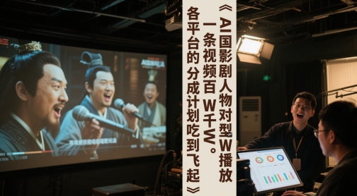 AI三国影视剧人物对口型唱歌玩法，一条视频百W千W播放，各平台的分成计划吃到飞起-创富笔记