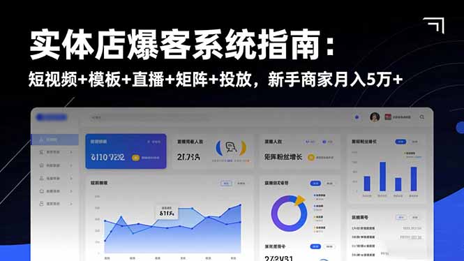 实体店爆客系统指南：短视频+模板+直播+矩阵+投放，新手商家月入5万+-创富笔记