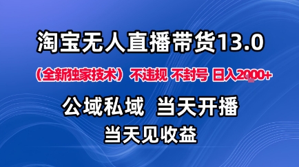 淘宝无人直播13.0，公域私域技术，不封号，不违规布局下半年旺季赛道，日入1K+(独家技术)【揭秘】-创富笔记