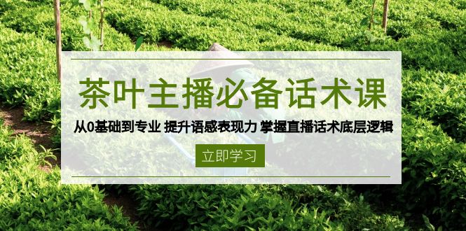 茶叶 主播必备话术课 从0基础到专业 提升语感表现力 掌握直播话术底层逻辑-创富笔记