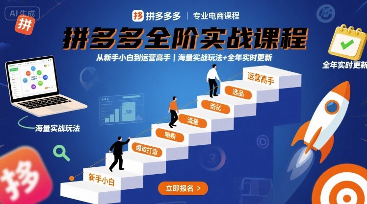 拼多多全阶实战课程,从新手小白到运营高手,海量实战玩法+全年实时更新【2025年10月更新】-创富笔记