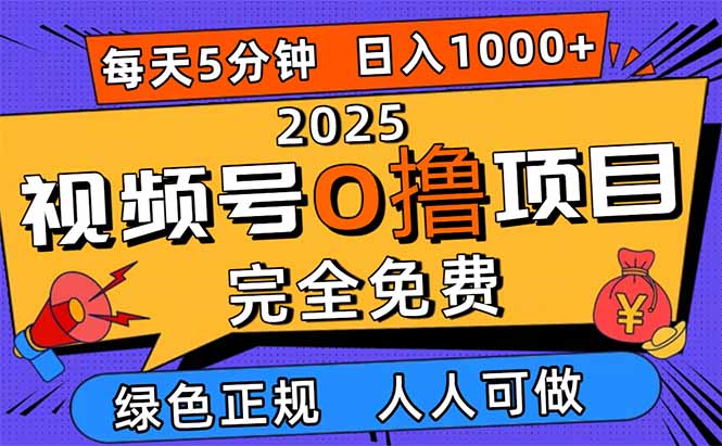 2025视频号0撸项目,5分钟一个号,日入1000+,人人可做-创富笔记