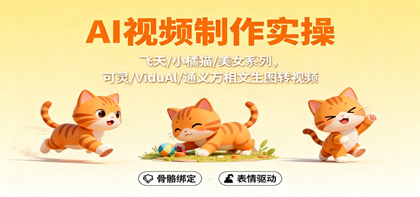 AI视频制作实操，飞天/小橘猫/美女系列，可灵/ViduAl/通义万相文生图转视频-创富笔记