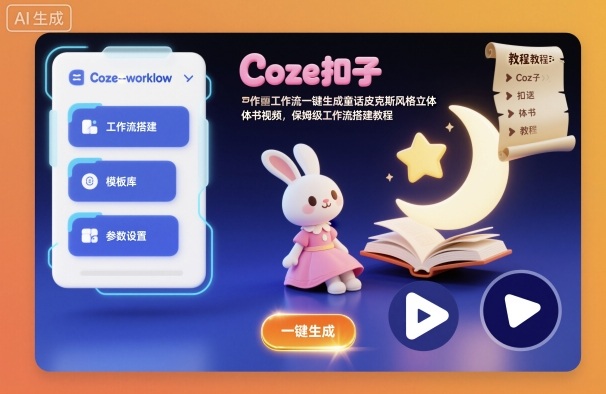 Coze扣子工作流一键生成童话皮克斯风格立体书视频,保姆级工作流搭建教程-创富笔记