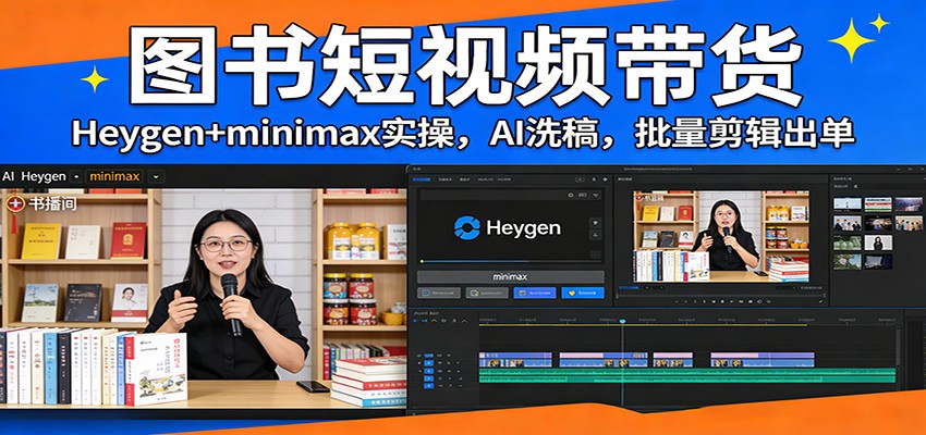 图书短视频带货：Heygen+minimax实操，AI洗稿 ，批量剪辑出单-创富笔记