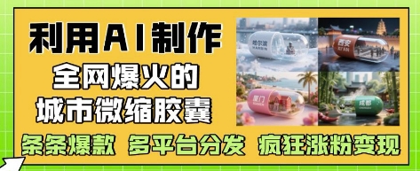 利用AI制作全网爆火的城市微缩胶囊，条条爆款， 多平台分发，疯狂涨粉变现-创富笔记