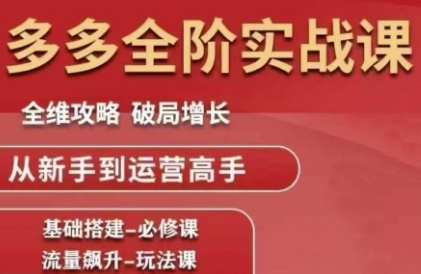 拼多多全阶实战课程，全维攻略，破局增长，从新手到运营高手-创富笔记