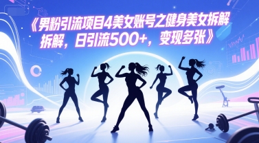 男粉引流项目4美女账号之健身美女拆解，日引流500+，变现多张-创富笔记