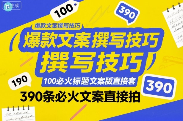 爆款文案撰写技巧,100个必火标题文案模版直接套,390条必火文案直接拍-创富笔记