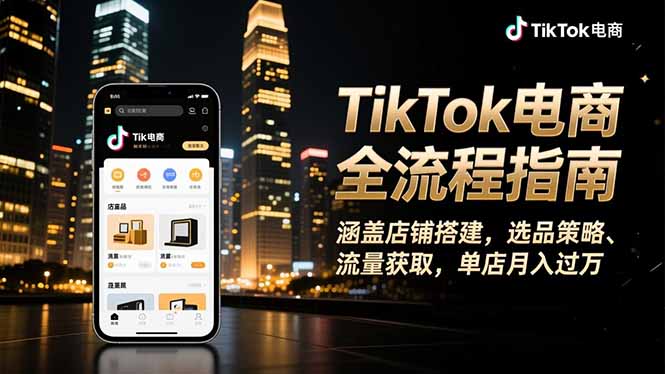TikTok电商全流程指南,涵盖店铺搭建、选品策略、流量获取,单店月入过万-创富笔记