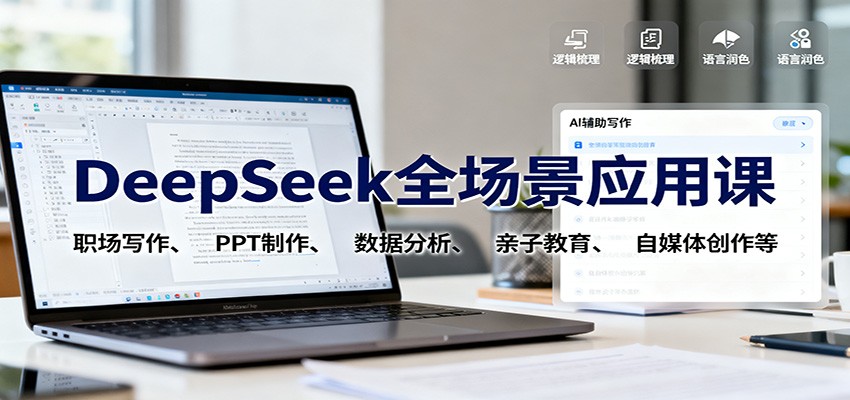 DeepSeek全场景应用课：职场写作、 PPT制作、数据分析、亲子教育、自媒体创作等-创富笔记