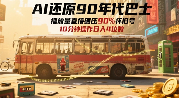 AI还原90年代巴士，一帧就让70后泪崩，播放量直接碾压90%怀旧号，每天操作十分钟，日入四位数-创富笔记