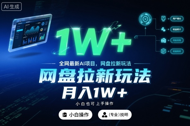 全网最新AI项目，网盘拉新玩法，小白也可上手操作，月入1W+【揭秘】-创富笔记